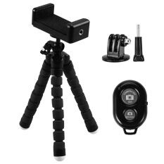 Portable Cellphone Tripod Stand Digital Camera Bracket with Wireless Bluetooth Self-portrait Device Accessories for iPhone 7 7 Plus 6 6S Samsung Galaxy S7 S7 Edge Android IOS Smartphones Black