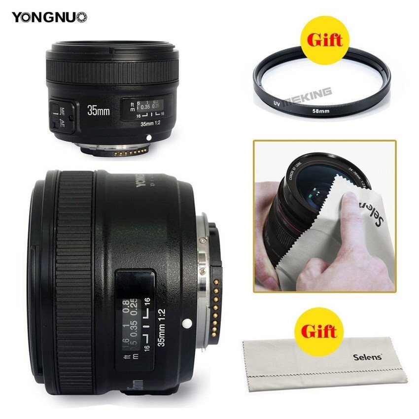 Pro YongNuo 35mm F/2 Lens 1:2 AF / MF Wide-Angle Auto Lens forNikon DSLR Camera - intl