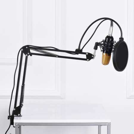 UPTOP Professional Broadcasting Studio Recording Condenser Microphone Mic Kit with Shock Mount Adjustable Suspension Scissor Arm Stand Mounting Clamp Pop Filter