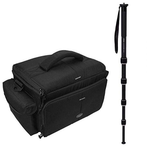 Profi Foto Tasche Typ ACTION black f?r 2 Geh?use und Zubeh?r im Set mit Einbeinstativ Monopod Racer CR-1300 Carbon f?r Nikon D7200 D500 D610 D5500 D5300 D5100 D3300 Canon EOS 1300D 760D 800D 700D 80D - intl