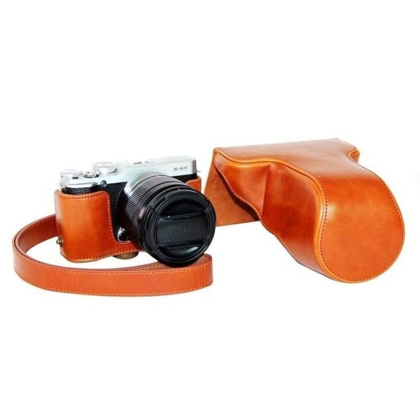 Pelindung Kulit PU Berkualitas Tinggi Tas Kamera Coverforfujifilm XM1 XA1 XA2 (Kamera Tidak Included) cokelat Sheng HOTT 282-Internasional