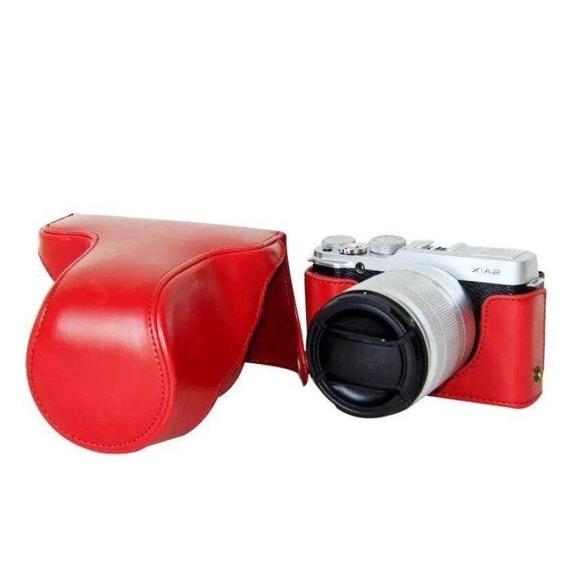 Pelindung Kulit PU Berkualitas Tinggi Tas Kamera Coverforfujifilm XM1 XA1 XA2 (Kamera Tidak Included) merah Sheng HOTT 262-Internasional