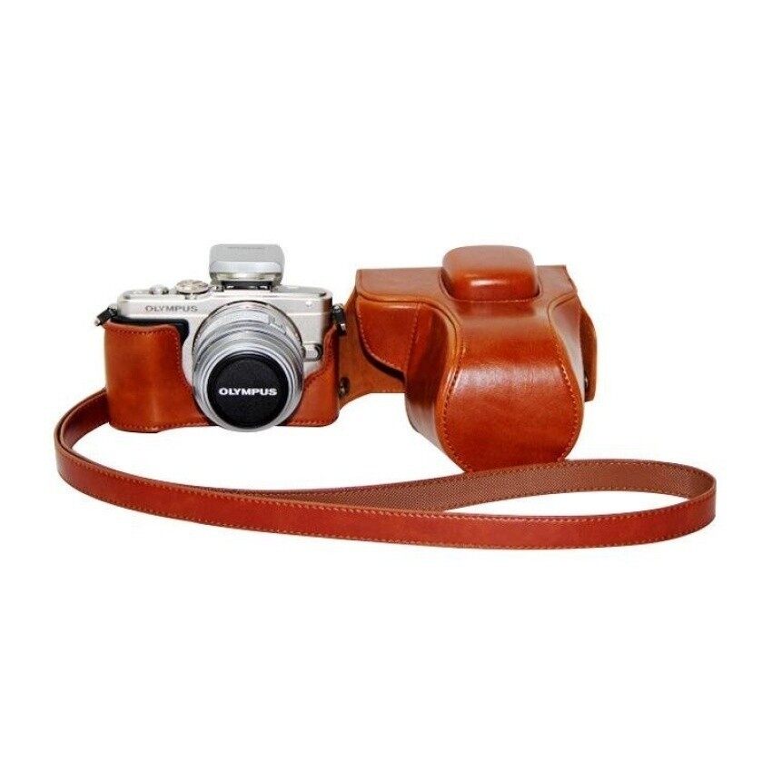 Pelindung PU Kulit Tas Bag Sarung Tripod Designwithshoulder Tali UNTUK Olympus EPL5/EPL6/EPM2 Cokelat (Kamera Tidak Tincluded) sheng HOTT 003-Internasional