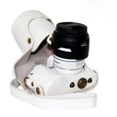 PU Leather Camera Bag for Samsung NX300 NX-300 Camera Cover With Shoulder Strap Camera case(White)