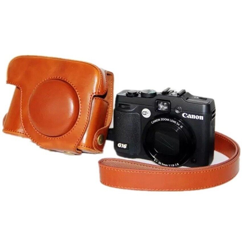 PU Kulit Tas Bag Sarung untuk Canon G16 dengan Tali Sheng HOTT 292-Internasional