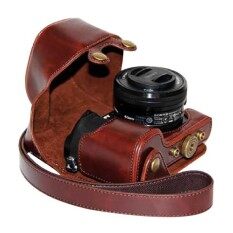 PU Kulit Camera Case Bag Tutup dengan Strap untuk Sony A6000 / NEX 6 (dengan lensa 16-50mm) / ILCE-6000L (Kopi)