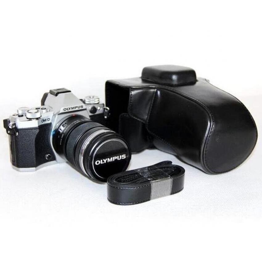 Kamera Kasus Penutup Pu Kulit Tas + Tripod Desain Freeshoulderstrap UNTUK Olympus EM5 (Hitam) sheng HOTT 651-Internasional