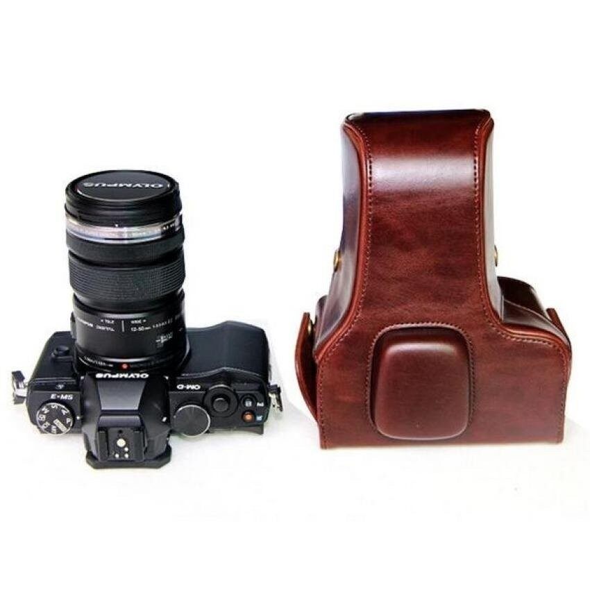 Kamera Kasus Penutup Pu Kulit Tas + Tripod Desain Freeshoulderstrap UNTUK Olympus EM5 (Kopi) sheng HOTT 105-Internasional