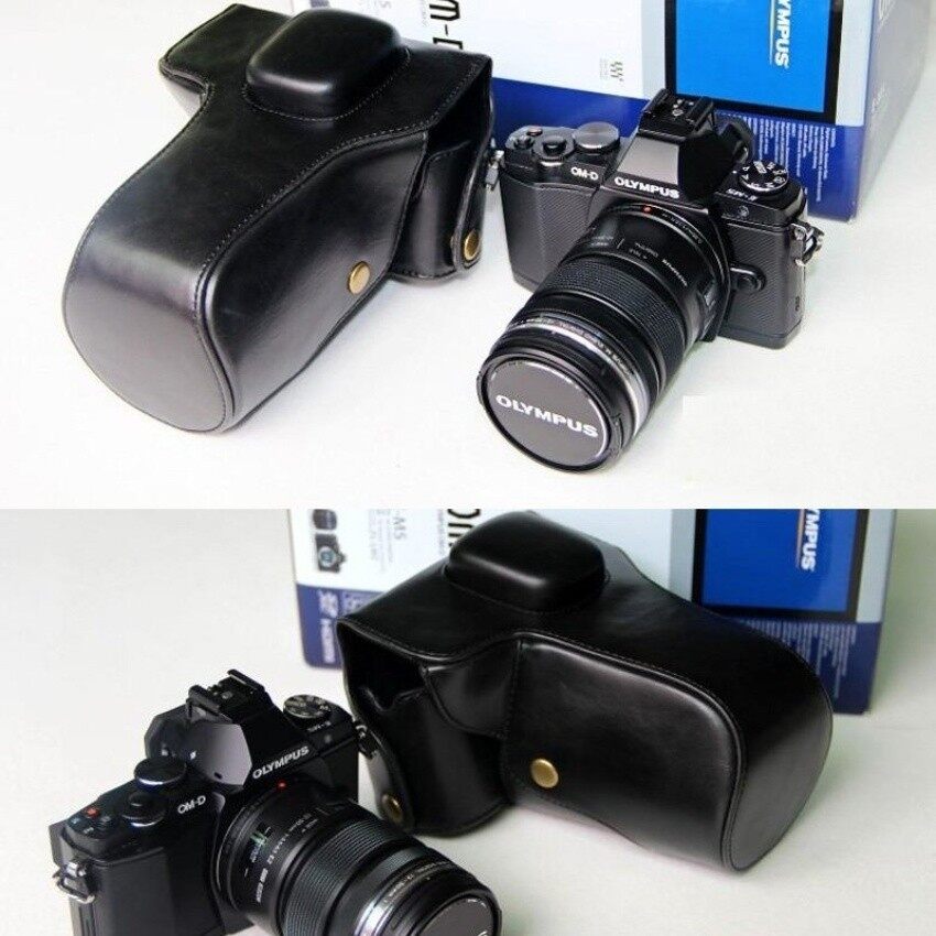 Kamera Kulit PU PENUTUP UNTUK Olympus E-M5 EM5 (Hitam) Sheng HOTT 046-Internasional