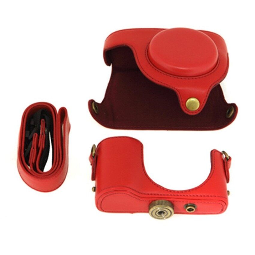 PU Leather Case Bag Protector Strap for Casio H50 Digital CameraRed SHENG HOTT 1009 - intl