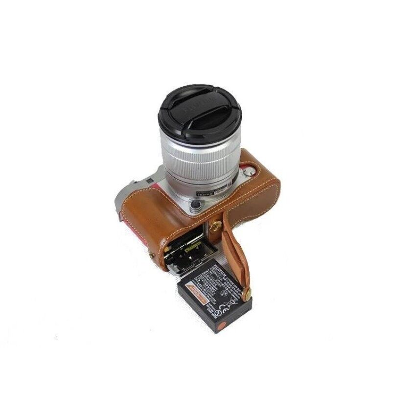 PU Leather Cover Camera Bag Bottom Case Half Body Set Cover ForFujiFilm Fuji X-A3 XA3 XA10 With Bottom Opening - intl