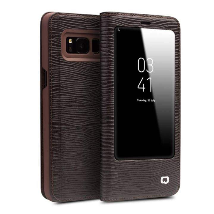 Harga Samsung Galaxy Lipat Terbaru Juli 2019 8 Nicetop Qialino Kulit Asli Fesyen Case Cover Ultrathin Tas Lipat Tidur Bangun untuk Samsung Galaxy S8, Lizard Stripe Pola