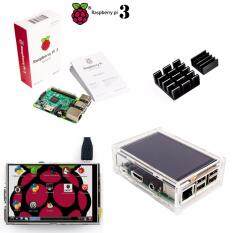 Raspberry Pi 3 Model B Papan + 3.5 TFT Raspberry Pi3 LCD Layar Sentuh Display + Acrylic Case + Peredam Panas untuk raspbery Pi 3 Kit