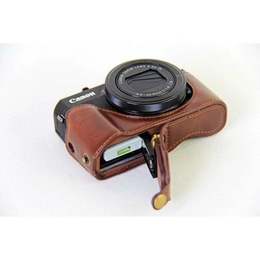 Retro Vintage PU Leather Half Body Set Cover Camera Bag BottomCaseFits For Canon powershot G7XII G7X II G7X Mark2 Camera SHENG HOTT 098 - intl