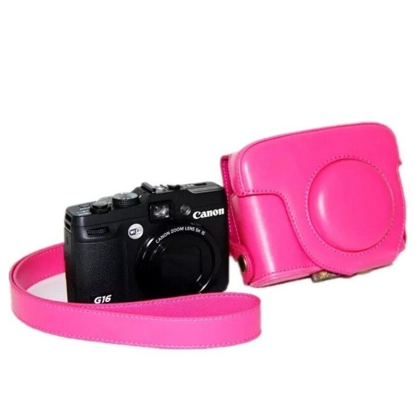 Mawar Merah PU Kulit Tas Bag Sarung untuk Canon G15 dengan Tali Sheng HOTT 094-Internasional