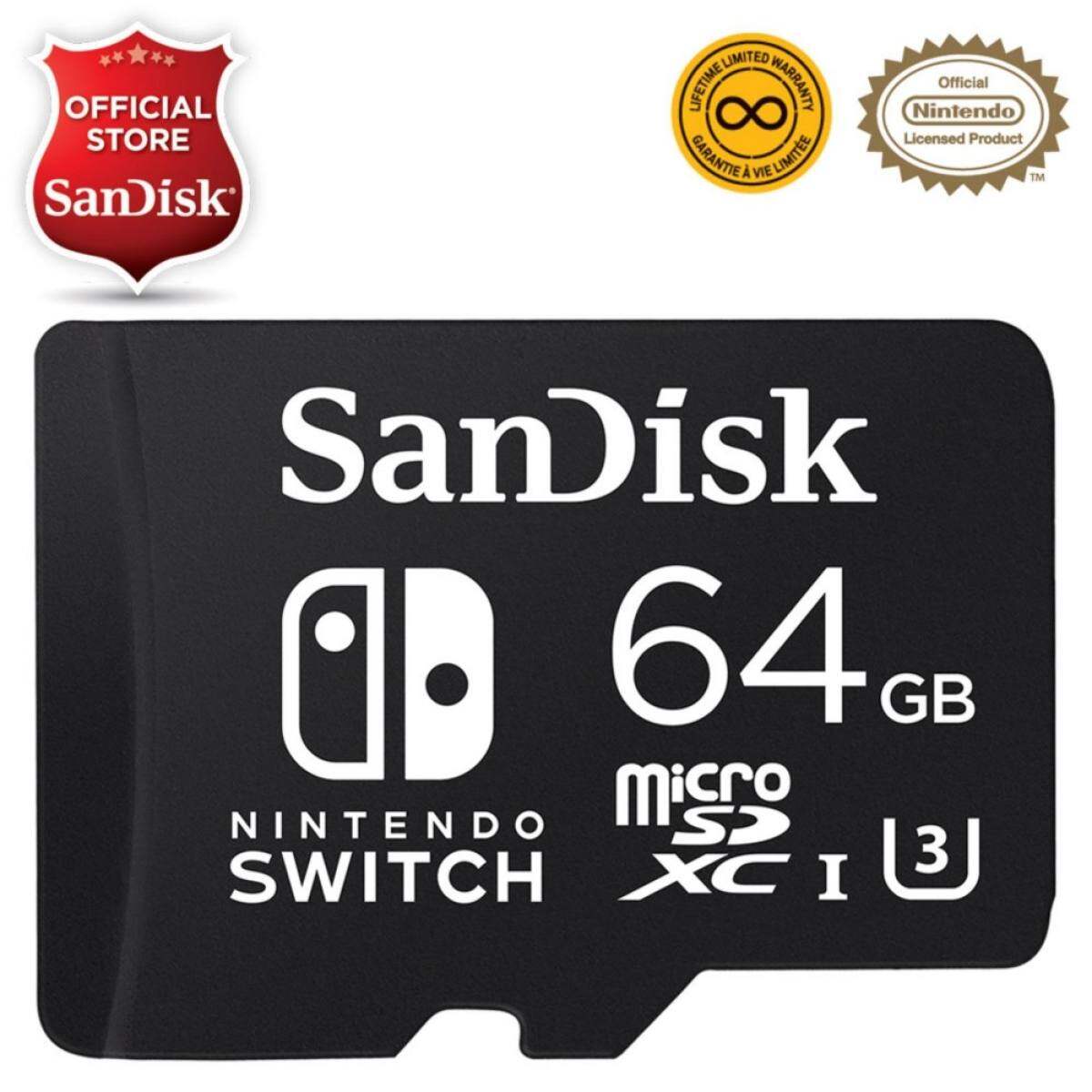 SanDisk Nintendo Switch 64 GB 100 MB/s Kelas 10 UHS-I U3 Microsdxc Micro SD Kartu Memori