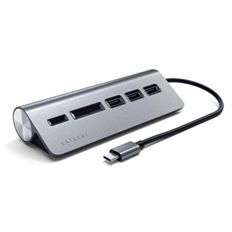 Satechi Type-C Aluminum USB Hub & Micro/SD Card Reader for iMac, MacBook Pro, Dell XPS Series, Lenovo Yoga and more (Space Gray) - intl