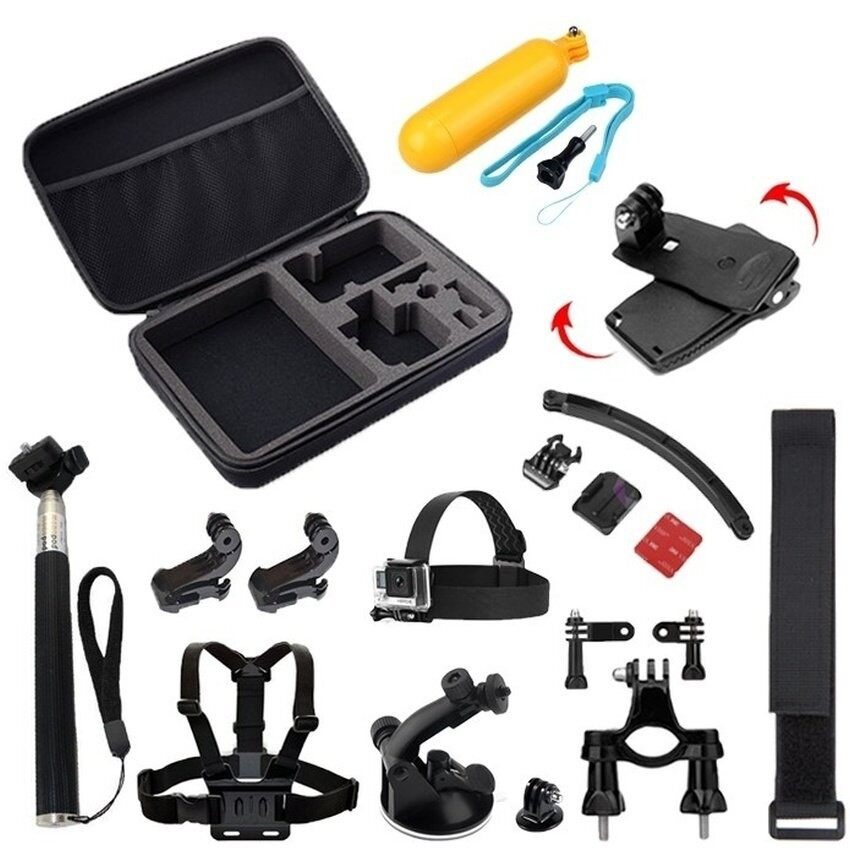 Set Aksesori Kamera Sukan Aksesoris Mount Kit Apung Pegangan Tangan + Ikat Kepala + Sabuk Dada Kepala + Monopod Dudukan Tripod Untuk Go Pro Hero 6 5 4 3 2 1 SJ4000 SJ5000 SJ7000 Xiao Mi Yi 4 K Mijia Kamera Aksi Set-Intl