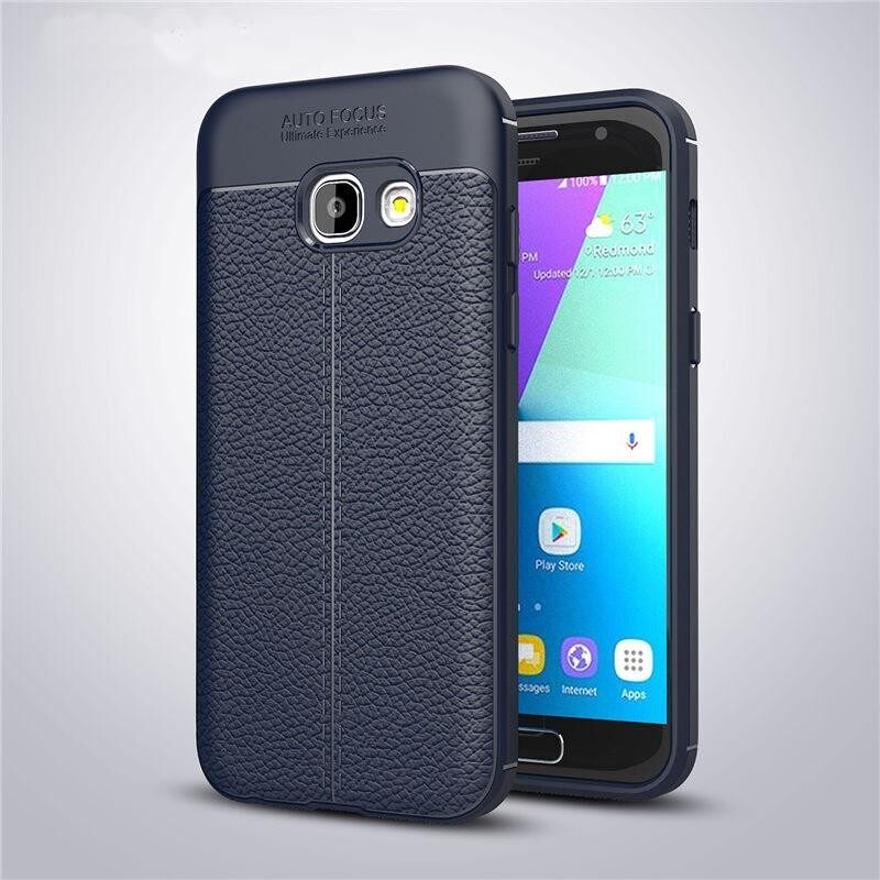 Sevenplus Ramping-Sesuai Lembut Fleksibel TPU Silikon Gel Anti-Menggaruk Guncangan Tahan Anti-Jari Cetak Lengkeng Kulit pola Pelindung Sarung Case untuk Samsung Galaksi A3 2017/A320-Internasional