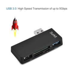 SHANYU 5-in-1 USB 3.0 to TF / SD Card Reader 2-Port USB Hub Adapter for Surface Book Laptop Computer