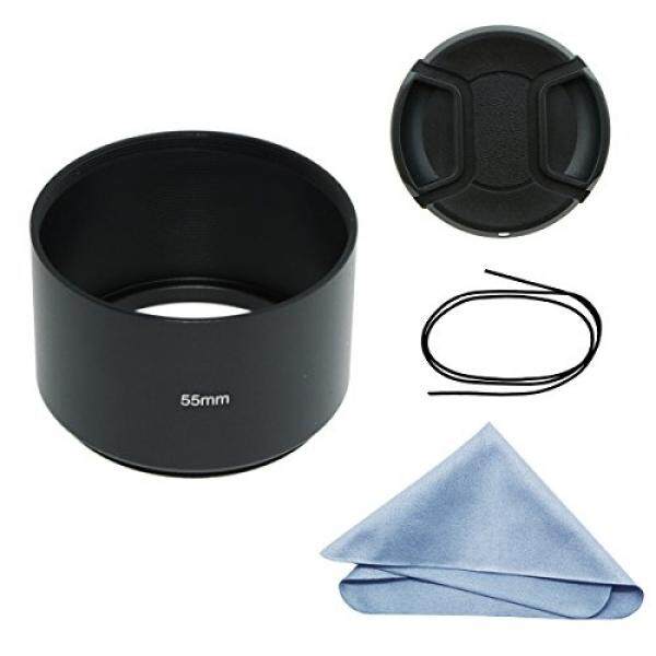 Sioti Kamera Lang Fokus Logam Gegenlichtblende + Reinigstuch + Objektivdeckel F? R Nikon Canon Sony Fuji Pentax Samsung Leica Standar Gewinde Objektiv-Intl