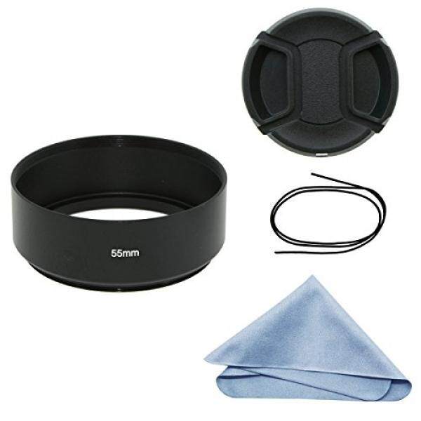 Sioti Kamera Standar Fokus Logam Gegenlichtblende + Reinigstuch + Objektivdeckel F? R Nikon Canon Sony Fuji Pentax Samsung Leica Standar Gewinde Objektiv-Intl