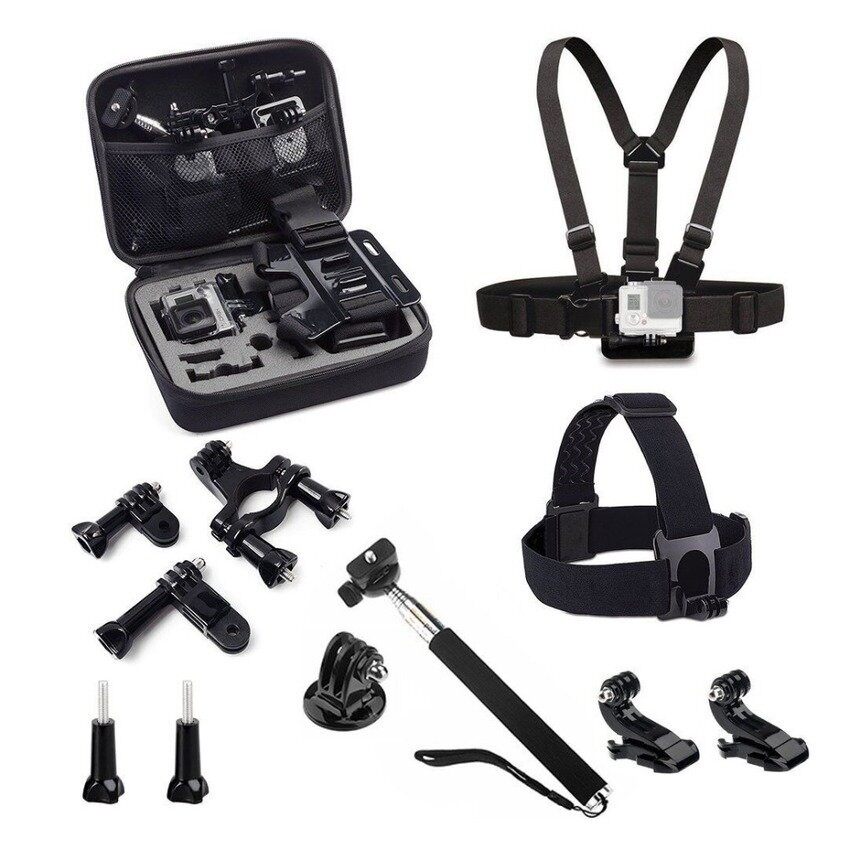 Sj4000 Aksesoris Set EVA Collectingbox + Monopod + Tripod + Ikat Kepala Tali Dada untuk GoproHero4/3 +/3 /2/1 SJCAM SJ5000Camera Xin CX 2150-Internasional