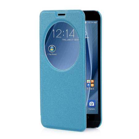 สมาร์ทดูหน้าต่าง PU เคสหนังสำหรับ Asus ZenFone 2 ZE550ML ZE551ML - Blue - INTL