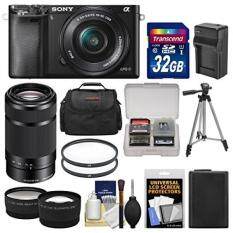 Sony Alpha A6000 Wi-Fi Digital Camera & 16-50mm & 55-210mm Lens with 32GB Card + Case + /Charger + Tripod + Tele/Wide Lens Kit