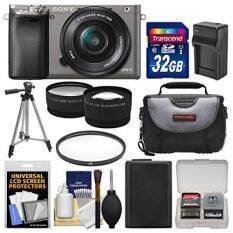 Sony Alpha A6000 Wi-Fi Digital Camera & 16-50mm Lens (Graphite) with 32GB Card + Case + /Charger + Tripod + Filter + Tele/Wide Lens Kit