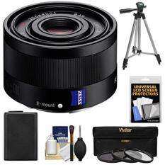 Sony Alpha E-Mount Sonnar T FE 35mm f/2.8 ZA Lens with NP-FW50 + 3 UV/CPL/ND8 Filters + Tripod Kit for A7, A7R, A7S Mark II, A5100, A6000, A6300