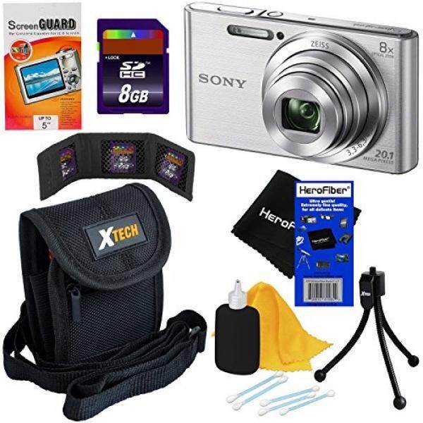 Sony Cyber-shot DSC-W830 20.1 MP Digital Camera with 8x Optical Zoom & Full HD 720p Video, Silver - International Version (No Warranty) + 7pc 8GB Accessory Kit w/ HeroFiber® Gentle Cleaning Cloth - intl