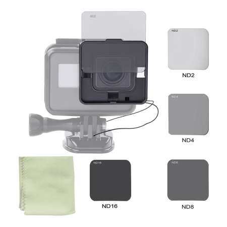 ND เลนส์กรองแสงชุดสติ๊กเกอร์ป้องกันรอยขีดข่วนชุด (ND2/ND4/ND8/ND16) สำหรับ GoPro Hero 5 Camera W/กรอบ - INTL