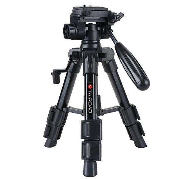 Tairoad T-111 Lightweight Mini Tabletop Tripod Stand with Pan Tilt Head and Flip Lock Compatible with Compact System Cameras Smartphone Projector (Black) - intl