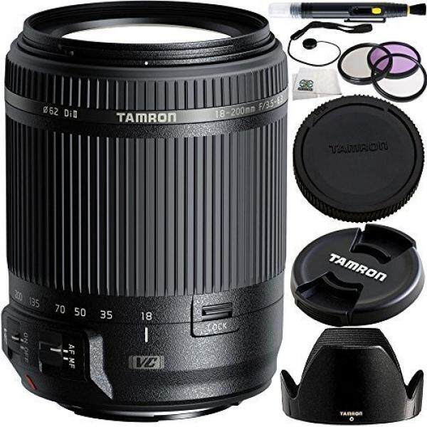 Tamron 18-200mm f/3.5-6.3 Di II VC Lens for Canon EF 9PC Accessory Kit. Includes Manufacturer Accessories + 3PC Filter Kit (UV-CPL-FLD) + Lens Pen + Cap Keeper + Microfiber Cleaning Cloth - intl