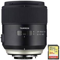 Tamron SP 45mm f/1.8 Di VC USD Lens for Canon EOS Mount (AFF013C-700) with Lexar 64GB Professional 633x SDXC Class 10 UHS-I/U3 Memory Card Up to 95 Mb/s