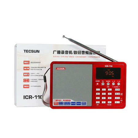 TECSUN ICR-110 FM/AM TF Card MP3 เครื่องเล่นพกพาเครื่องบันทึกวิดีโอ