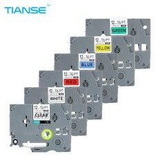 6PCS/Lot Laminated Label Tape Compatible for Brother P-touch Printer TZe-131 TZe-231 TZe-431 Tze-531 TZe-631 TZe-731 Black on Clear/White/Red/Yellow/Blue/Green 12mm*8m Ribbons for Brother TZ Tape PT-D210 PT-D200 PT-1010