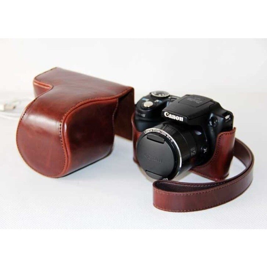 Kulit PU Paling Bagus Tas Wadah Kamera Penutup dengan Strap Bahu Forcanonpowershot SX500/SX510 Kopi (Kamera Tidak Termasuk) Sheng HOTT 1022-Intl