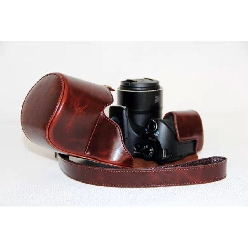 Kulit PU Paling Bagus Tas Wadah Kamera Penutup dengan Strap Bahu ForCanonSX530 SX520 Kopi (Kamera Tidak Termasuk)-Intl
