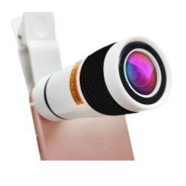 Universal Lensa Zoom Ollo Klip-On Teleskop untuk Kamera Ponsel 8X Zoom Kompatibel dengan iPhone Samsung Lampiran Aksesori pembesaran Yang Kuat Pembesaran Lensa Telephoto Klip Warna Hitam dan Putih-Internasional