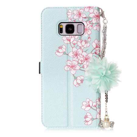 UPaitou หรูหรามุกดอกไม้กระเป๋าสตางค์สำหรับ Samsung Galaxy S8 ฝาครอบซองหนังสำหรับ Samsung Galaxy S8 G950 g950F คู่ซิมผู้หญิงกระเป๋าโซ่โลหะ - นานาชาติ