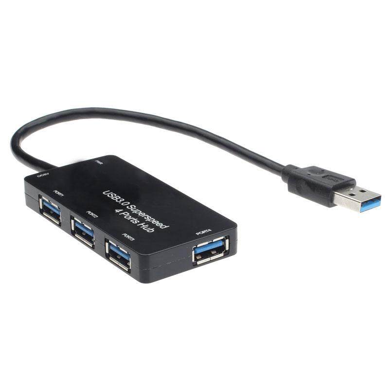 USB 3.0 4-Port SuperSpeed Compact Hub Adapter For PC Laptop Mac Black