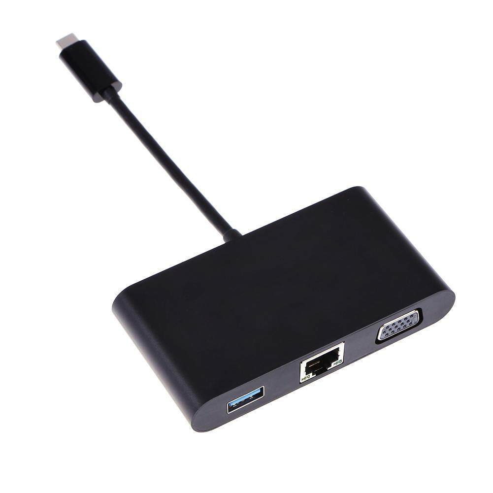 USB 3.1 Type-C to VGA+USB 3.0+PD+1000M RJ45 Lan 3.5 Audio TV Video Adapter - intl