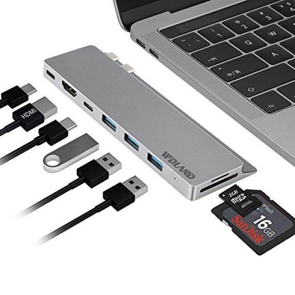 Usb C Hub, 8 Dalam 1 Adaptor Usb C dengan 3×usb 3.0 Port HDMI Thunderbolt 3 SD Kartu Pembaca untuk MacBook Pro 2016/2017 Lenovo ThinkPad X1 Karbon 2017-Grey-Internasional