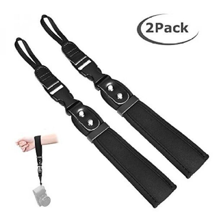 Utebit Tali Kamera 2 Pack Tebal 3.3 Cm Cepat Kamera Pergelangan Tangan Tali Hitam Melebarkan Kamera Digital Bagian Manset Lengan Kemeja Kecil DS Tali untuk Canon Nikon Sony dan Lainnya-Internasional
