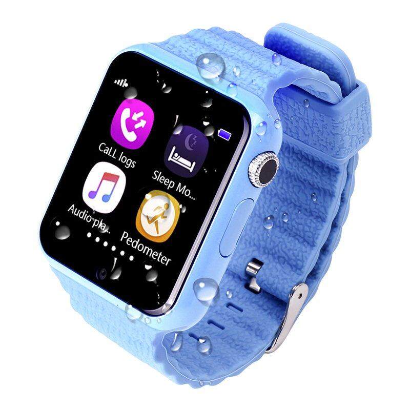 4 Warna V7K Layar Sentuh Tahan Air Anak-anak Smartwatch dengan Kamera Jarak Jauh Wifi SOS Call Alat Pelacak Lokasi Pelacak GPS Aman Anti Hilang (HITAM biru, Hijau, Merah Muda)-Intl
