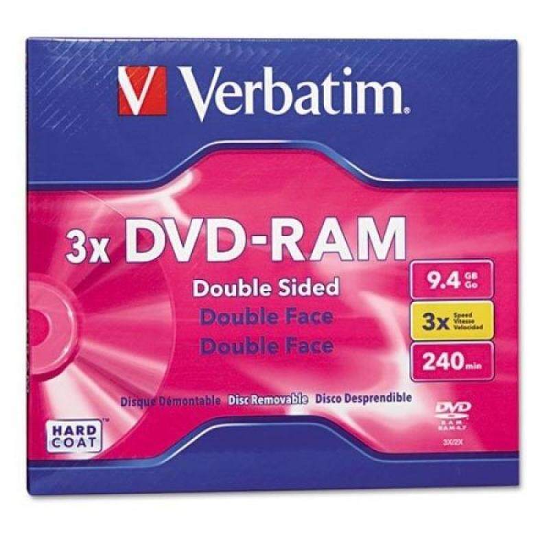 VER95003 - Verbatim DVD-RAM 9.4GB 3X Double Sided, Type 4 with Branded Surface - 1pk with Cartridge - intl
