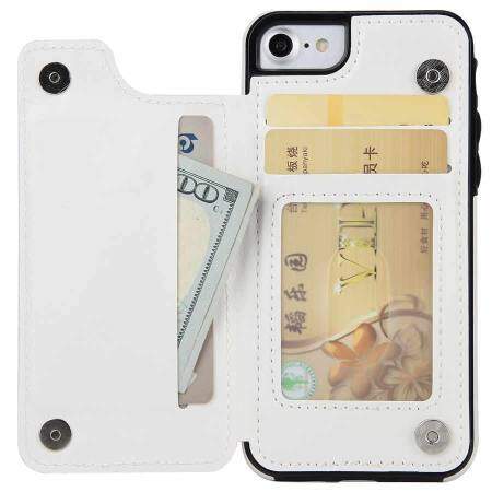 VINTAGE พรีเมี่ยมหนัง PU เคสโทรศัพท์ไอโฟนแบบหนังกระเป๋าเก็บบัตร Kickstand ช่องใส่การ์ดคู่แม่เหล็ก Clasp สำหรับ Apple iPhone 6/ 6 วินาที