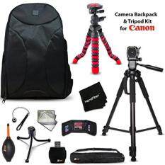 Well Padded Camera Backpack + 60 inch Tripod + 12 inch Flexible Tripod + Kit for Canon EOS 80D, 70D, 60D, 7D, 7D Mark II,EOS Rebel T6, T6i, T6S, T5i, T5, T4i, T3i, EOS 1300D, 1200D, 1100D, 760D, 750D